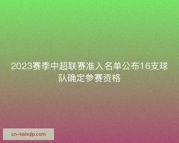 2023赛季中超联赛准入名单公布16支球队确定参赛资格