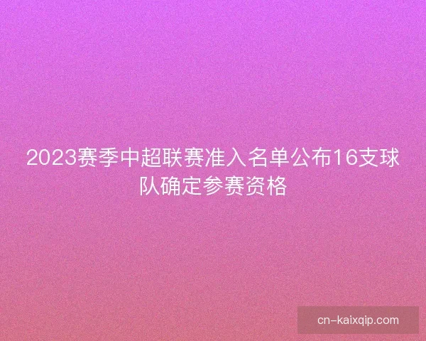 2023赛季中超联赛准入名单公布16支球队确定参赛资格